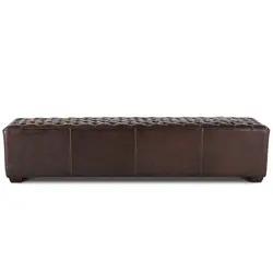 D'Orsay 78-Inch Long Leather Bench with Diamond Stitched Detailing by Home Trends & Design