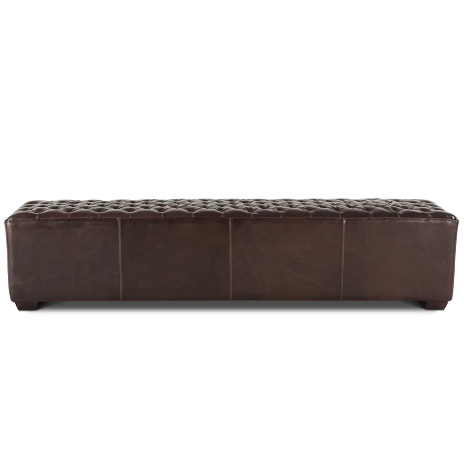D'Orsay 78-Inch Long Leather Bench with Diamond Stitched Detailing by Home Trends & Design