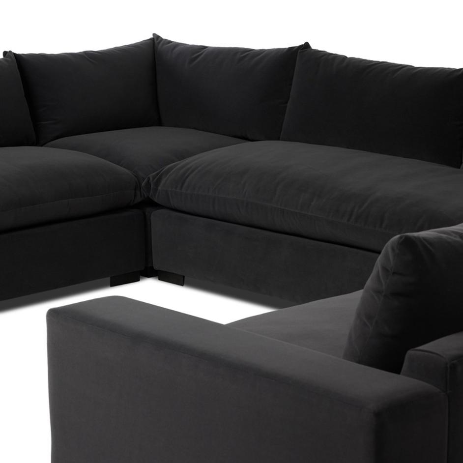 Grant 5 Piece Sectional With Arms In Crypton Henry Charcoal And Espresso by Four Hands