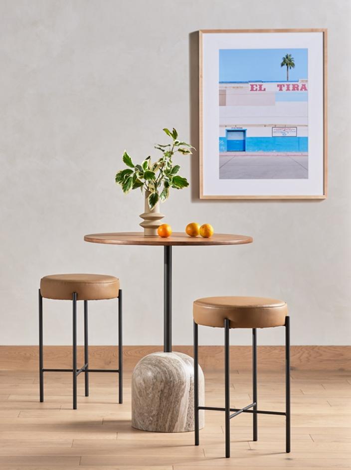 Nocona Stool In Tan Leather In Counter by FOUR HANDS