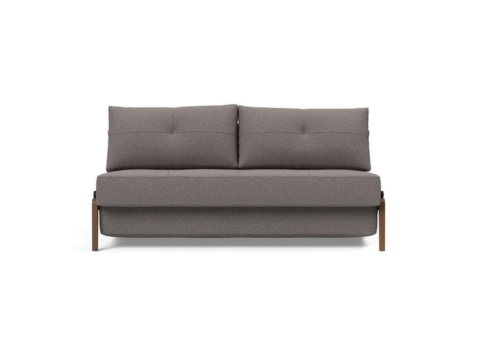 CUBED QUEEN SOFA BED in MIXED DANCE GREY FABRIC WITH Dark Wood LEGS 521 by INNOVATION USA