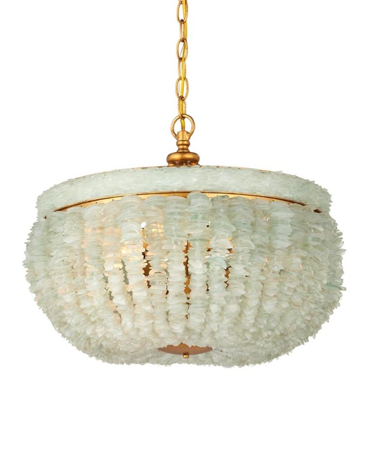 Bayou Pendant In Contemporary Gold Leaf & Seaglass by Currey & Company