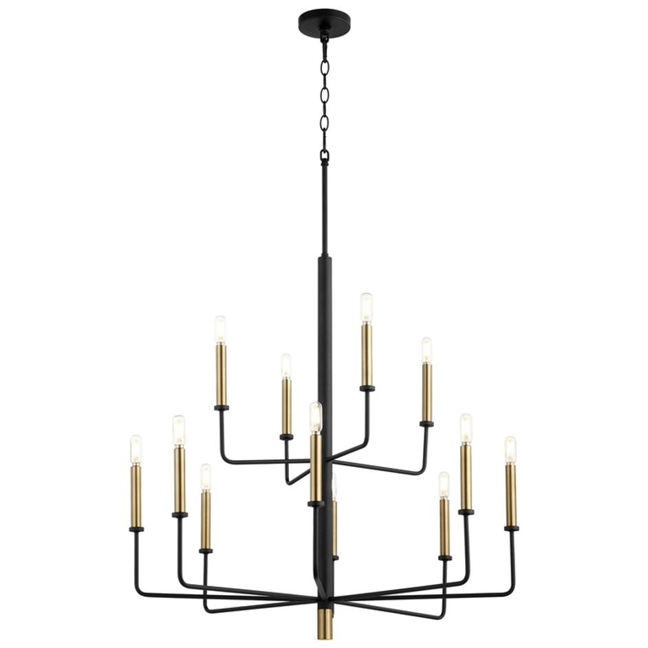 Apollo Chandelier in Noir / Aged Brass by Cyan Design