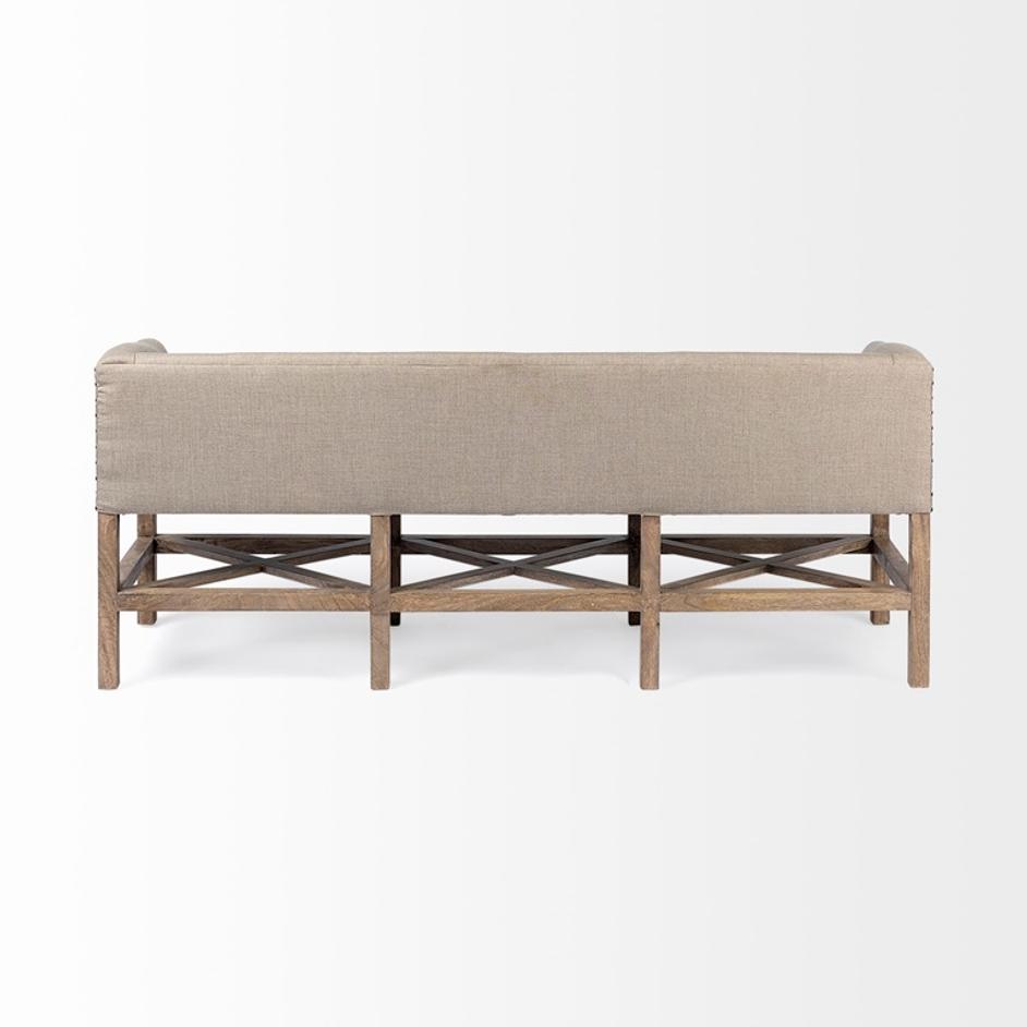 Bergen 60L x 19W Beige Fabric Covered Seat W/Brown Wood Frame Accent Bench by Mercana