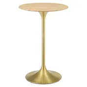 Willow 28" Wood Bar Table In Gold Natural by Modway Furniture