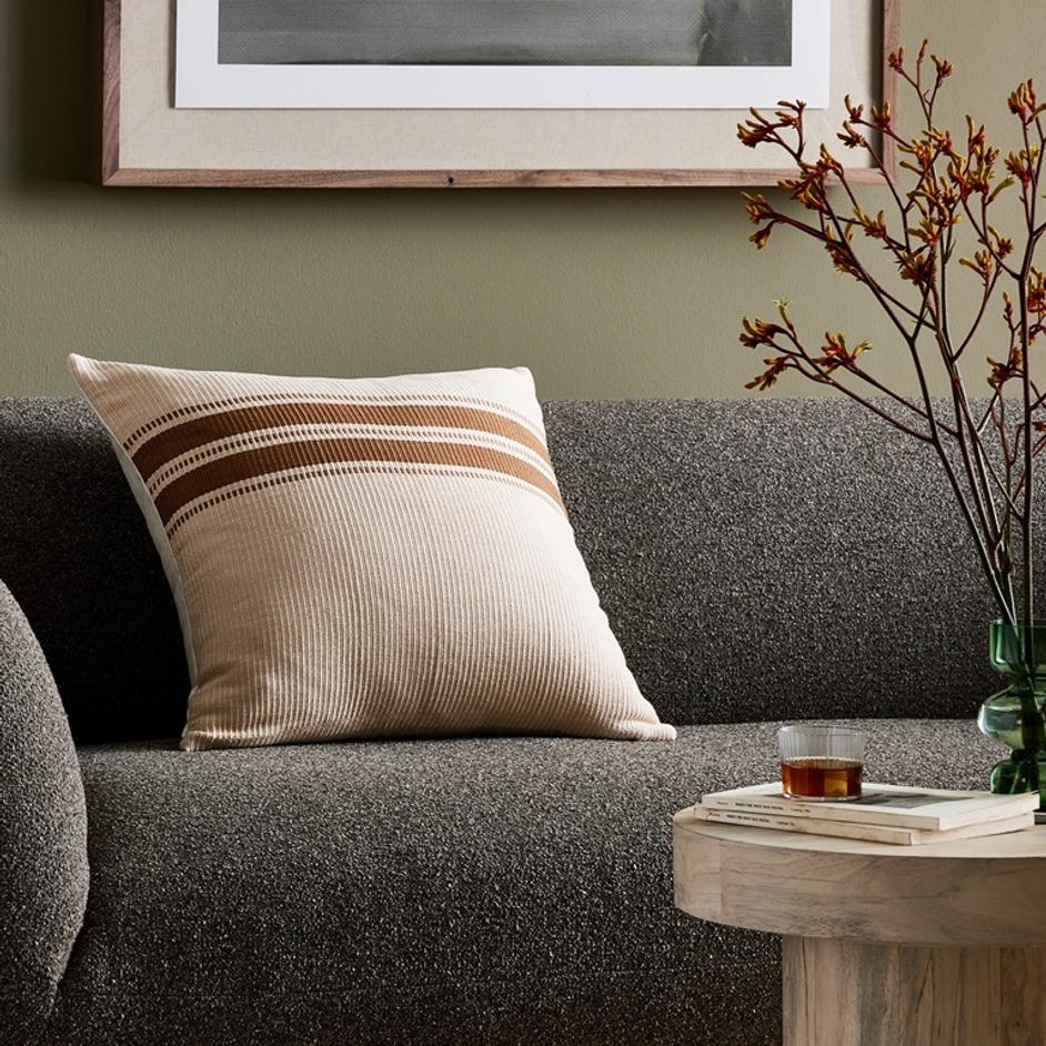 Handwoven Merido Pillow - Beige - Beige Cotton by Four Hands