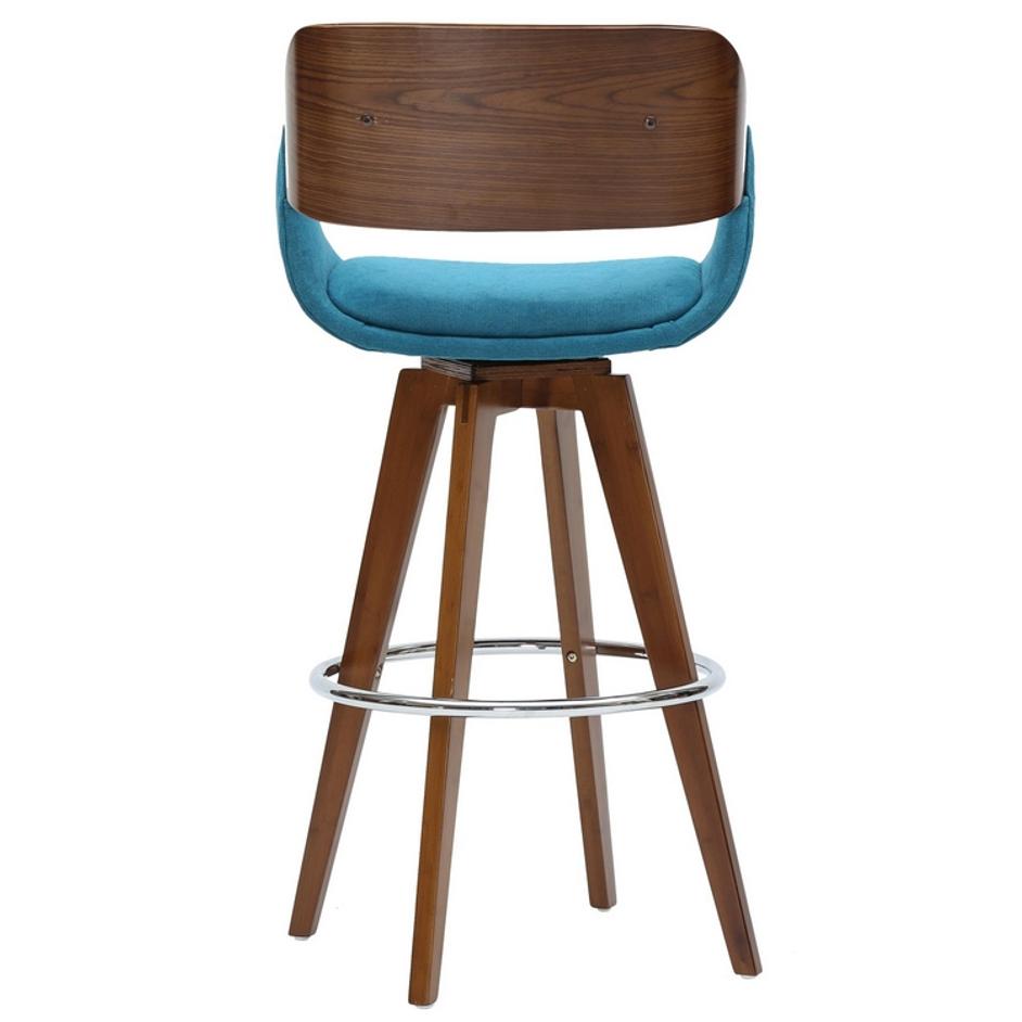 Cyprus Fabric Counter Stool In Santorini Teal/Walnut by New Pacific Direct