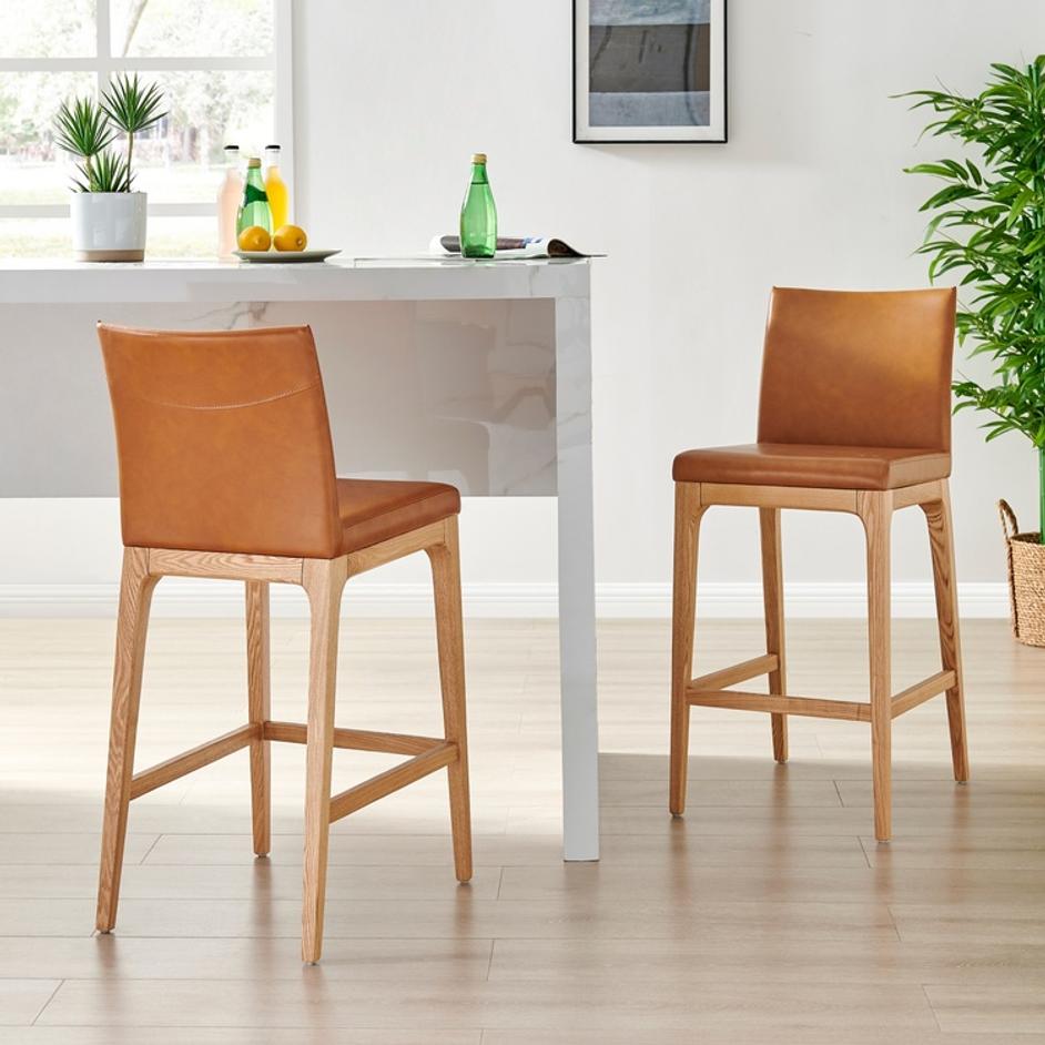 Devon KD PU Counter Stool, Moza Caramel by New Pacific Direct