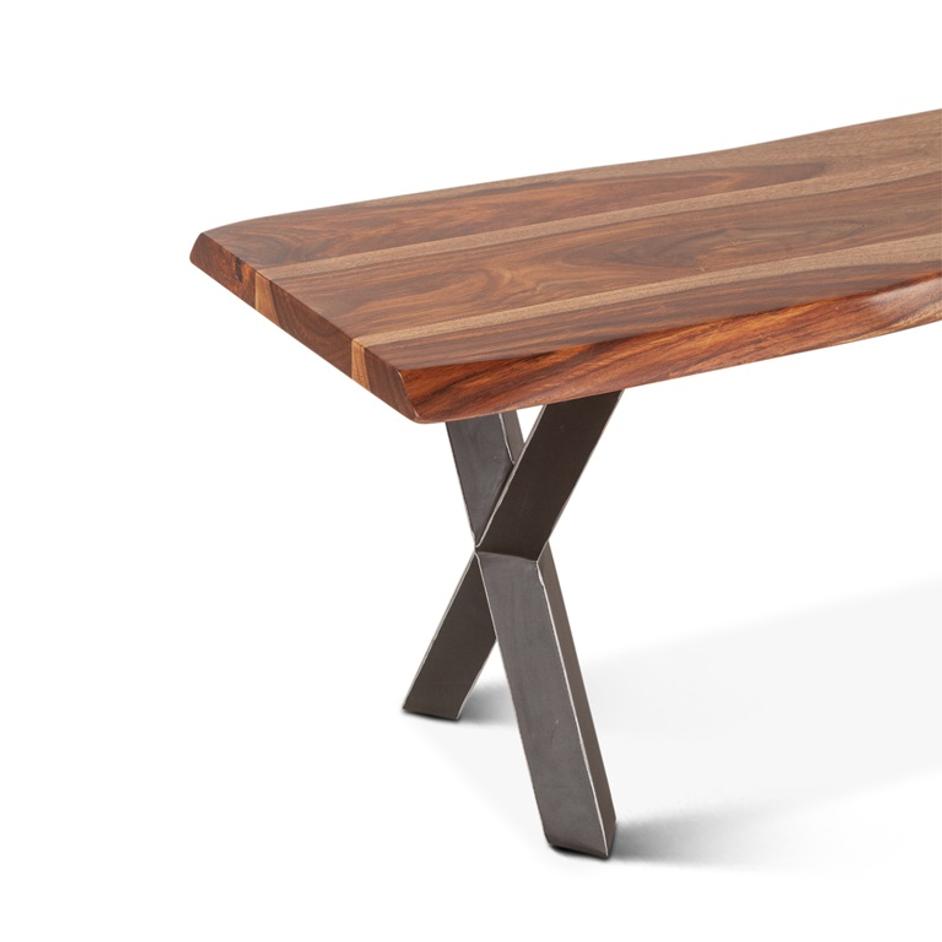 Brisbane 68" Sheesham Wood and Iron Dining Bench, Natural by Home Trends & Design