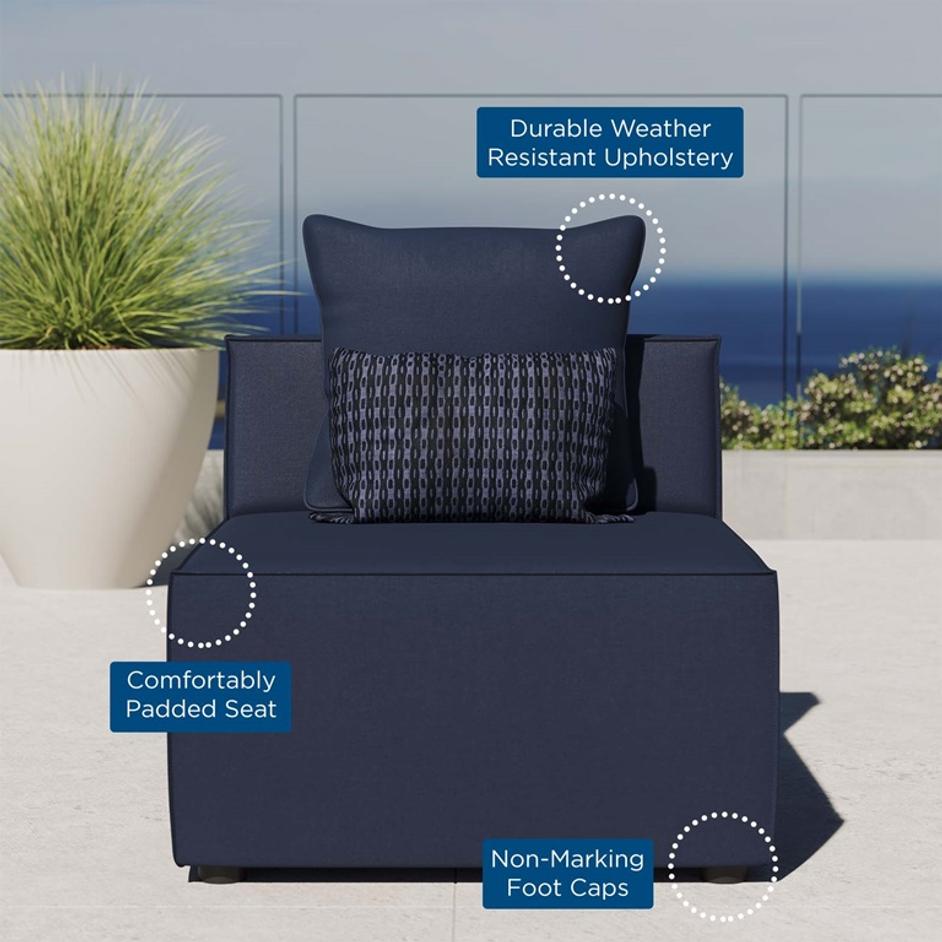 Judith Outdoor Patio Upholstered Sectional Sofa Armless Chair In Navy Blue by Modway Furniture