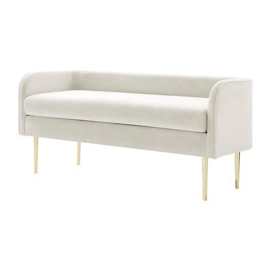 Marsha KD Velvet Bench, Dainty Cream by New Pacific Direct