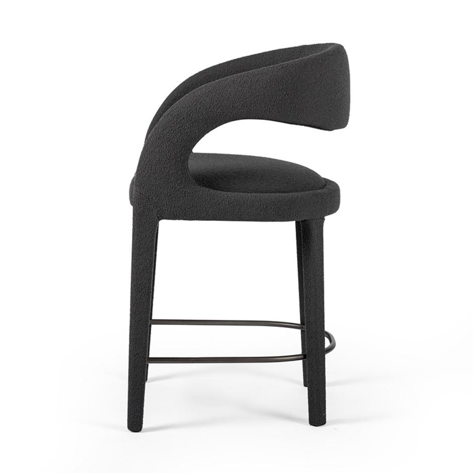 Hawkins Stool In Fiqa Boucle Charcoal In Counter by FOUR HANDS