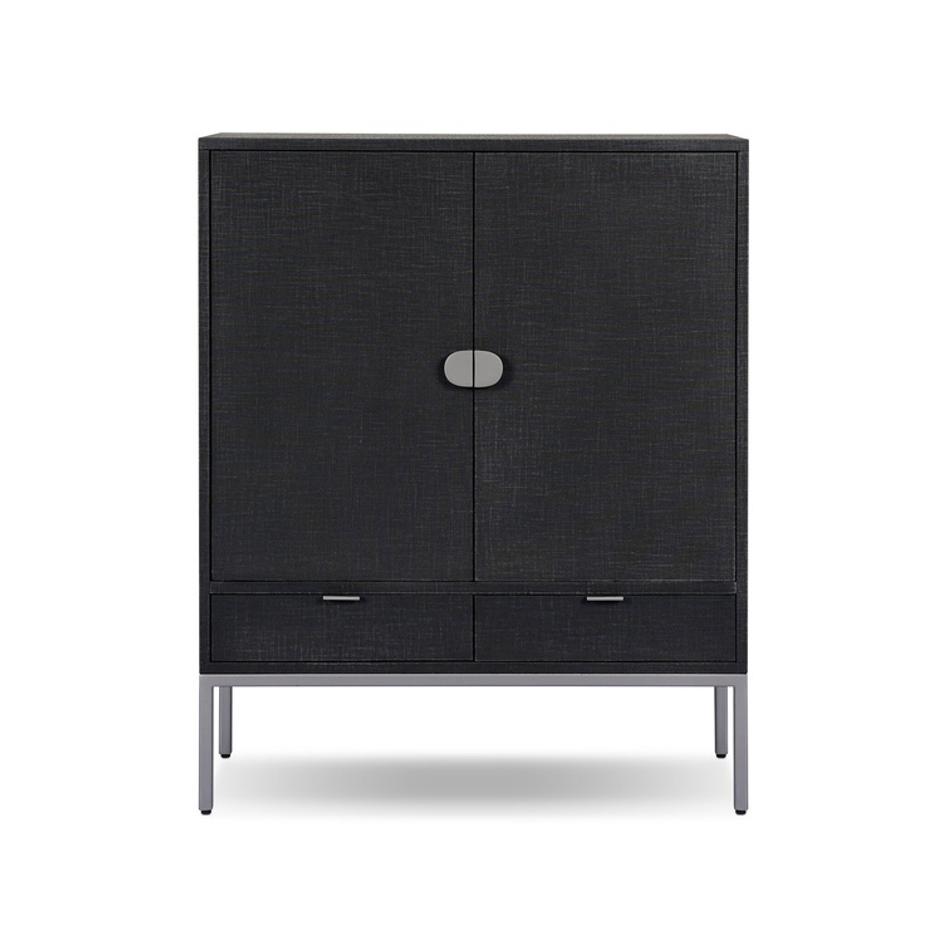 Cressida Bar Cabinet - Black Linen by Four Hands