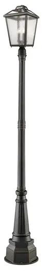 Bayland 3 Light Outdoor Post Mounted Fixture in Oil Rubbed Bronze Finish by Z-Lite