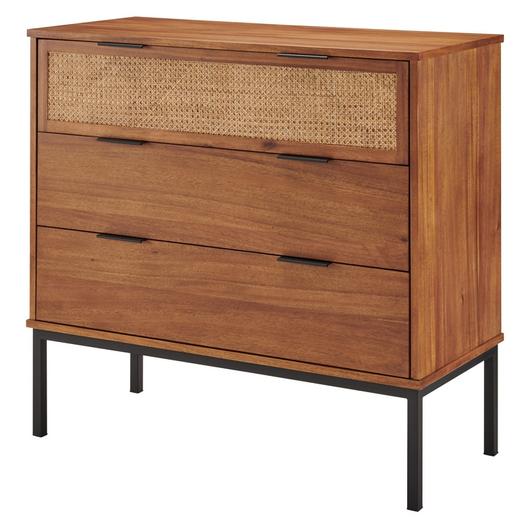 Caine Rattan Chest 3 Drawers In Brown by New Pacific Direct
