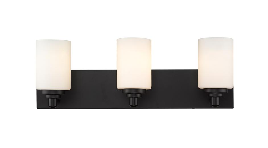 Soledad 3 Light Vanity in Matte Black Finish by Z-Lite