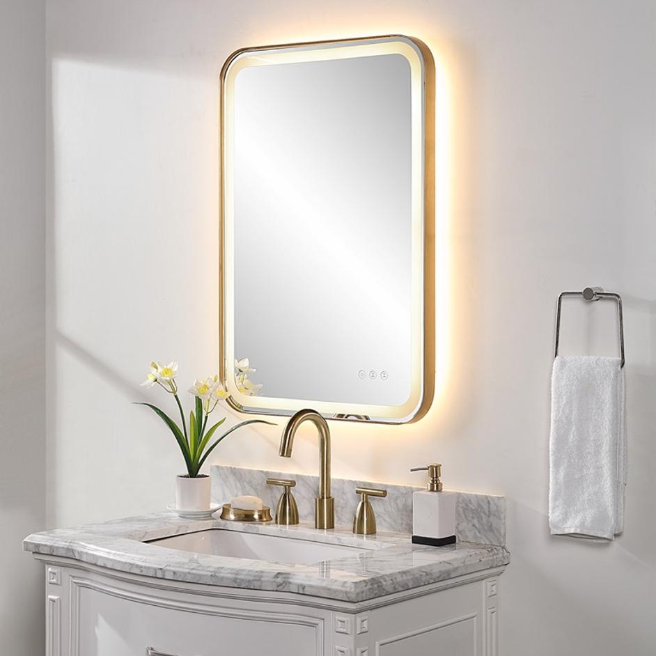Crofton Lighted Brass Vanity Mirror by Uttermost