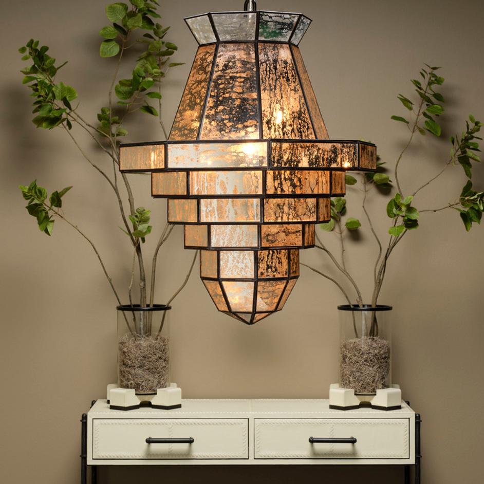 Vector Leather and Glass Hurricane, Ivory by Jamie Young