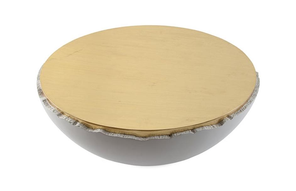 Crackeld Egg Coffee Table - White and Gold Leaf by PHILLIPS COLLECTION