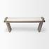 Elaine I 58L x 14.75W x 20H Brown Wood Upholstered Cream Seat Entryway Bench by Mercana