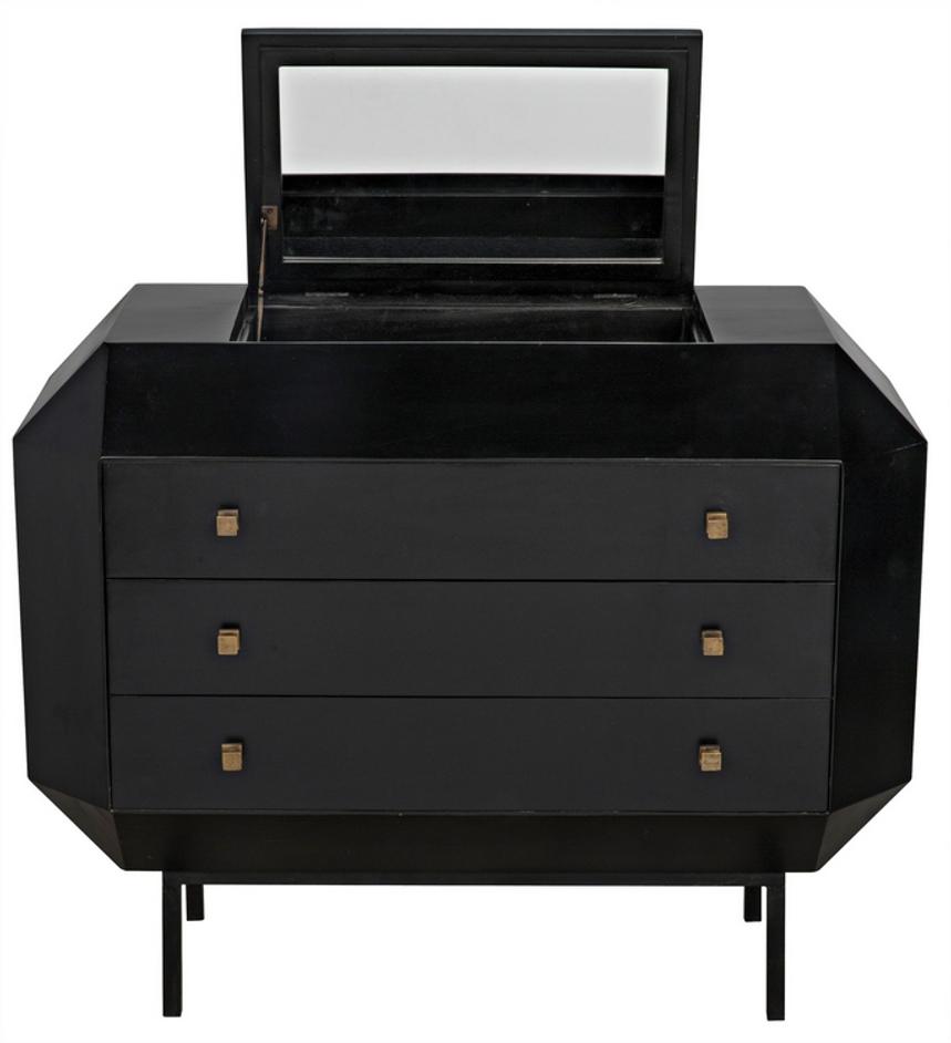Rhiana Mahogany Dresser with Brass Pulls in Hand-Rubbed Black Finish by Noir Furniture