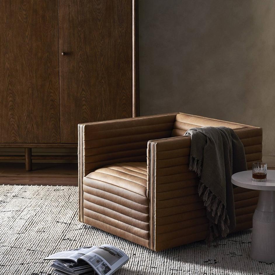 Padma Swivel Chair - Eucapel Cognac by Four Hands
