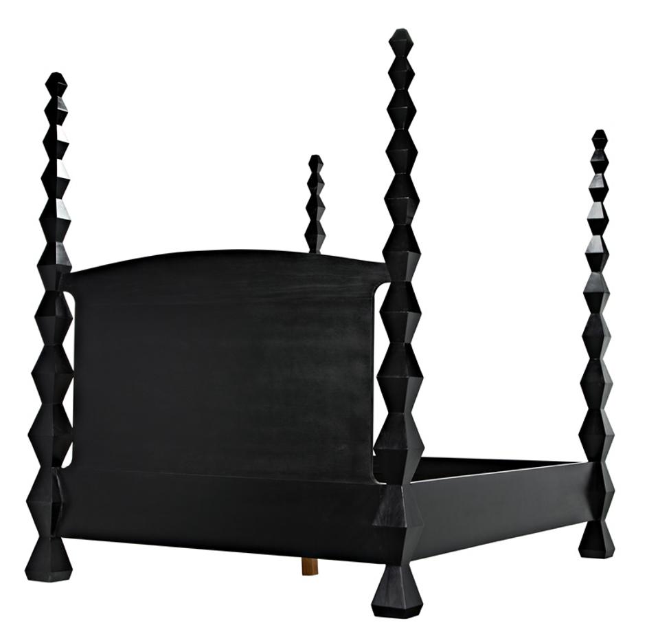 Brancusi Bed, Queen, Hand Rubbed Black by Noir Furniture