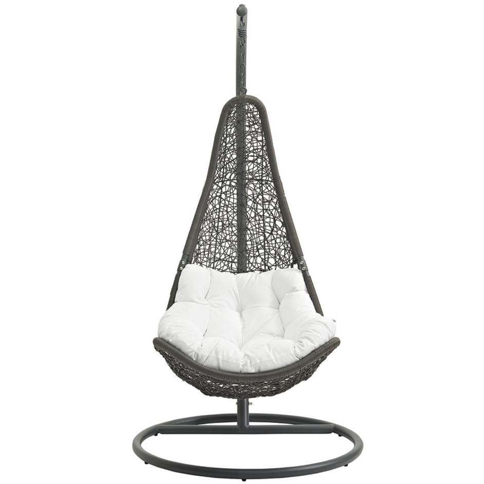 Subdue Outdoor Patio Swing Chair With Stand In Gray White by Modway Furniture