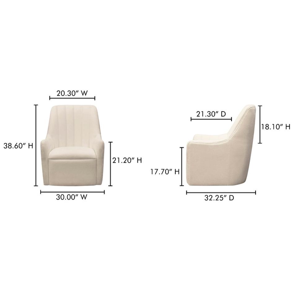 Bowie Swivel Chair White by Moes Home