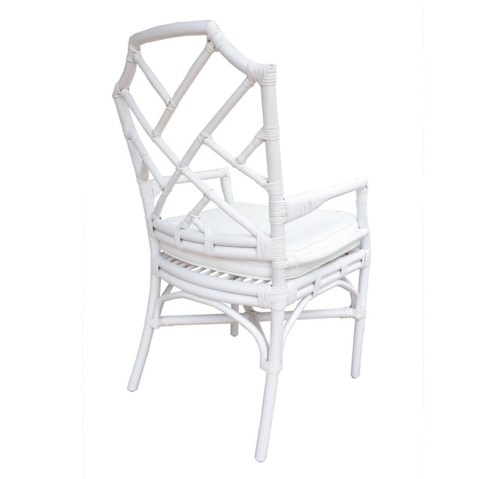 Kara Rattan Arm Chair In White by New Pacific Direct