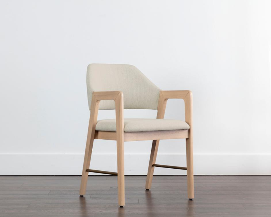 MILTON DINING ARMCHAIR - LIGHT WASH - MINA IVORY by Sunpan