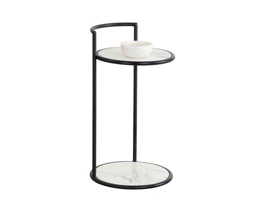 PARGA END TABLE - BLACK - MARBLE LOOK by Sunpan