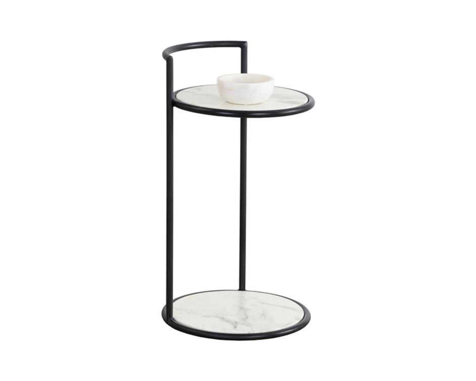 PARGA END TABLE - BLACK - MARBLE LOOK by Sunpan