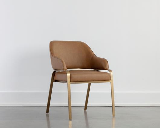 MALACHI DINING ARMCHAIR - MILLIKEN COGNAC by Sunpan
