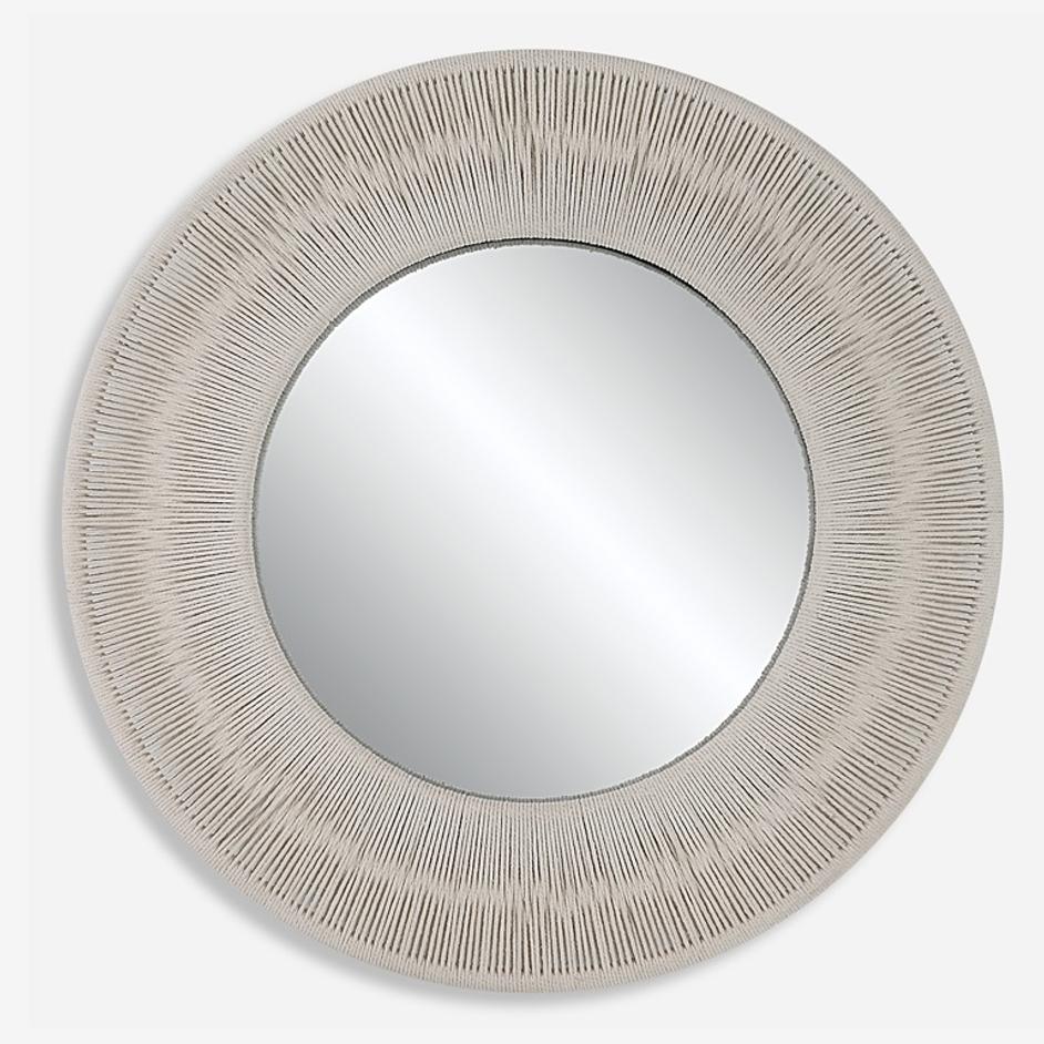 Sailor's Knot White Small Round Mirror by Uttermost