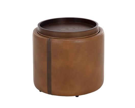 BORELLI STORAGE OTTOMAN - TOBACCO TAN / AUTUMN CHESTNUT by Sunpan