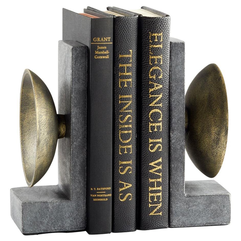 Taal Bookends|Black|Brass by Cyan Design