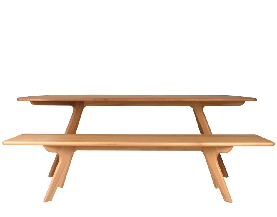 charles bench in natural beechwood and walnut fini by Nuans Design