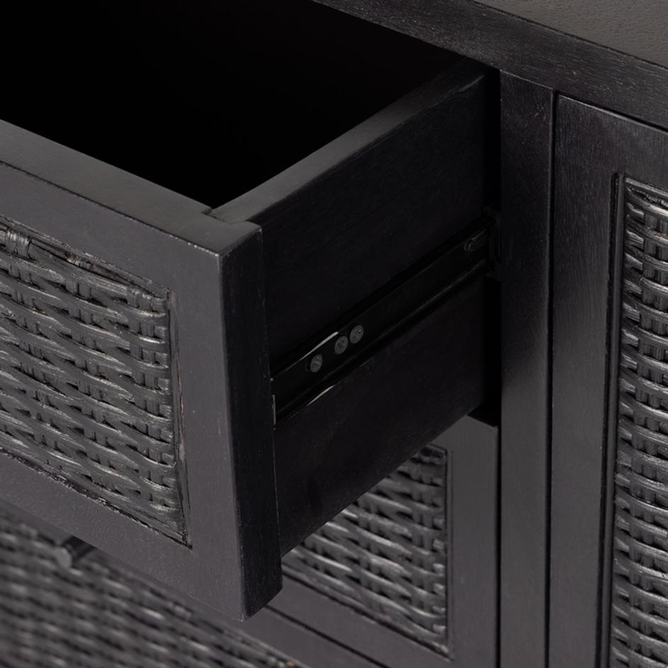 Veta Media Console In Black Cane by FOUR HANDS