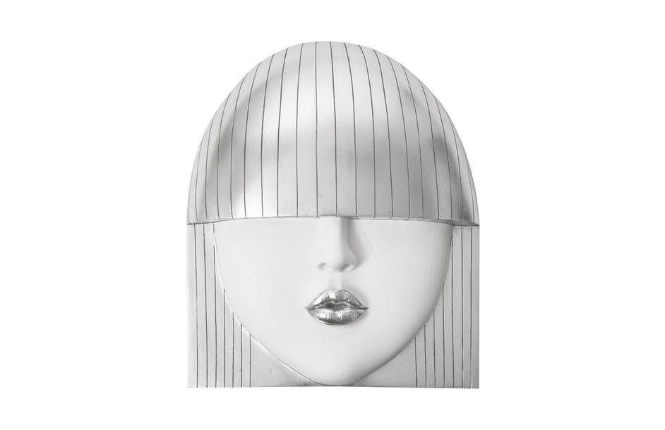 Fashion Faces Wall Art, Large, Kiss, White and Silver Leaf by PHILLIPS COLLECTION