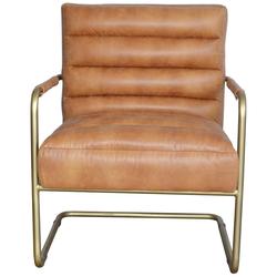 Peyton Bonded Leather Arm Chair Gold Frame In Vintage Cider by New Pacific Direct
