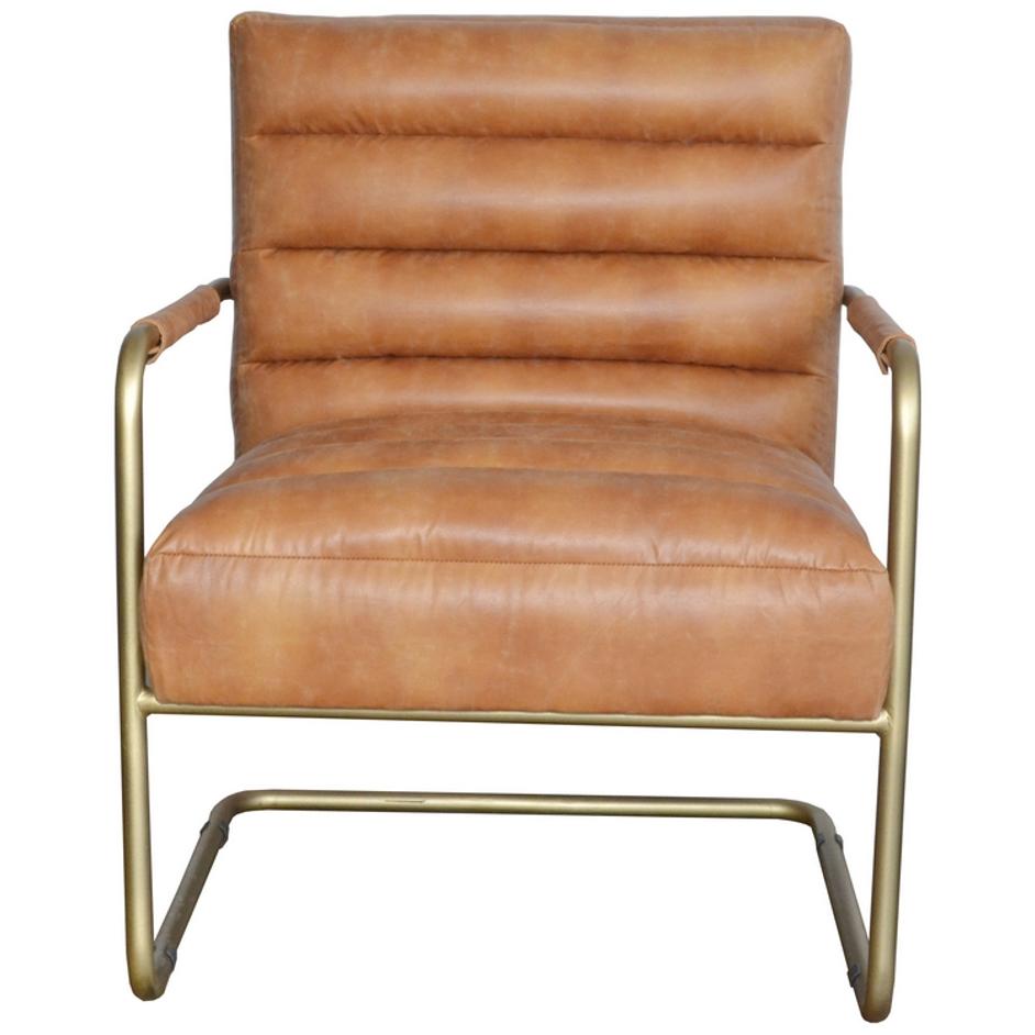 Peyton Bonded Leather Arm Chair Gold Frame In Vintage Cider by New Pacific Direct