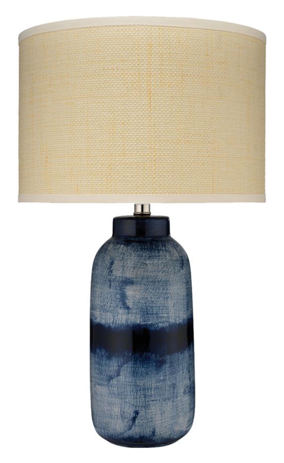 Batik Ceramic Table Lamp with Raffia Shade by Jamie Young