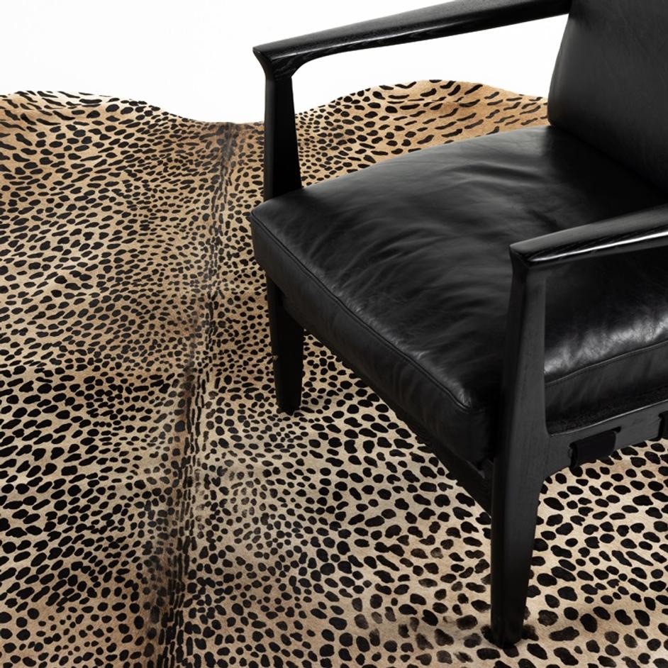 Leopard Printed Hide Rug In Brown & Black by FOUR HANDS