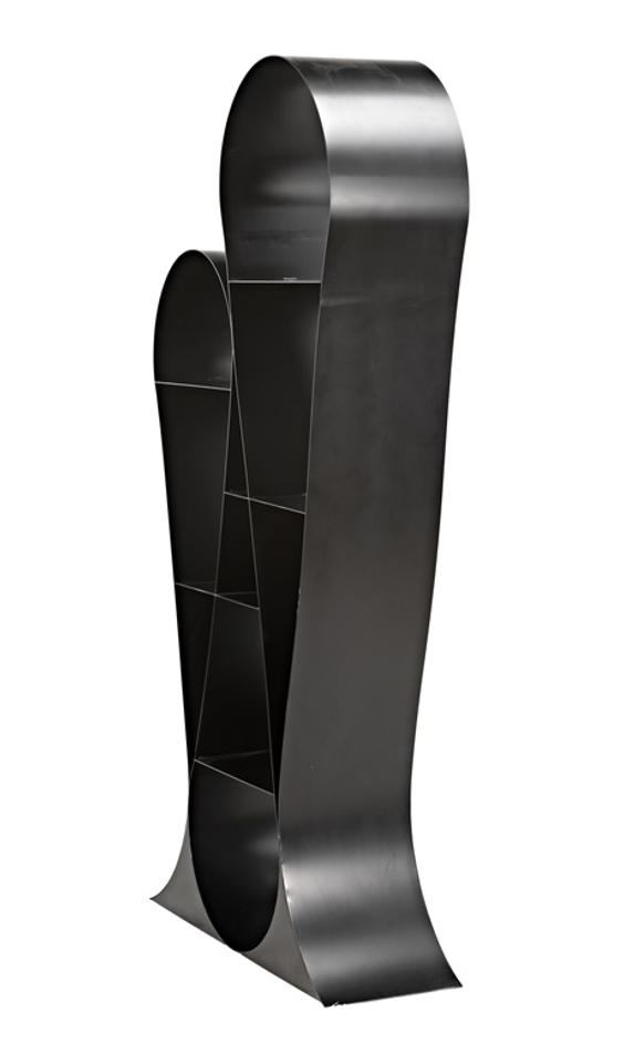Zaha Industrial Steel Bookcase in Matte Black by Noir Furniture