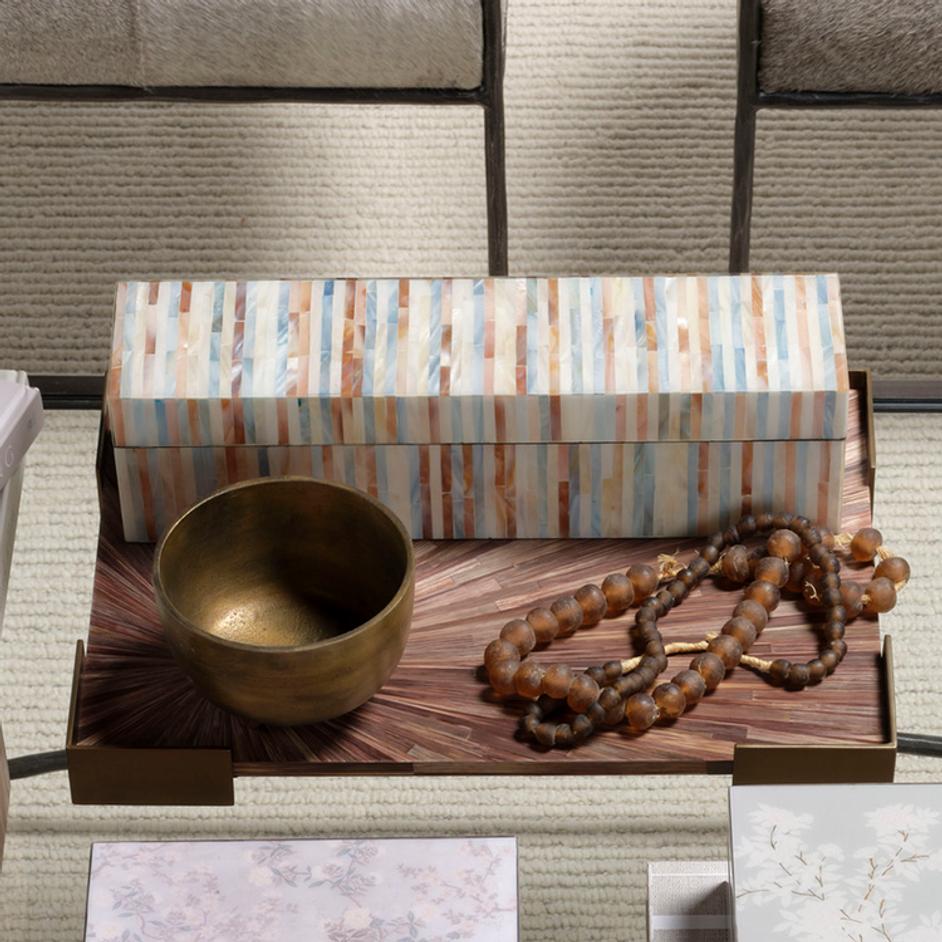 Roosevelt Blue Mother of Pearl Decorative Box, Large  by Jamie Young