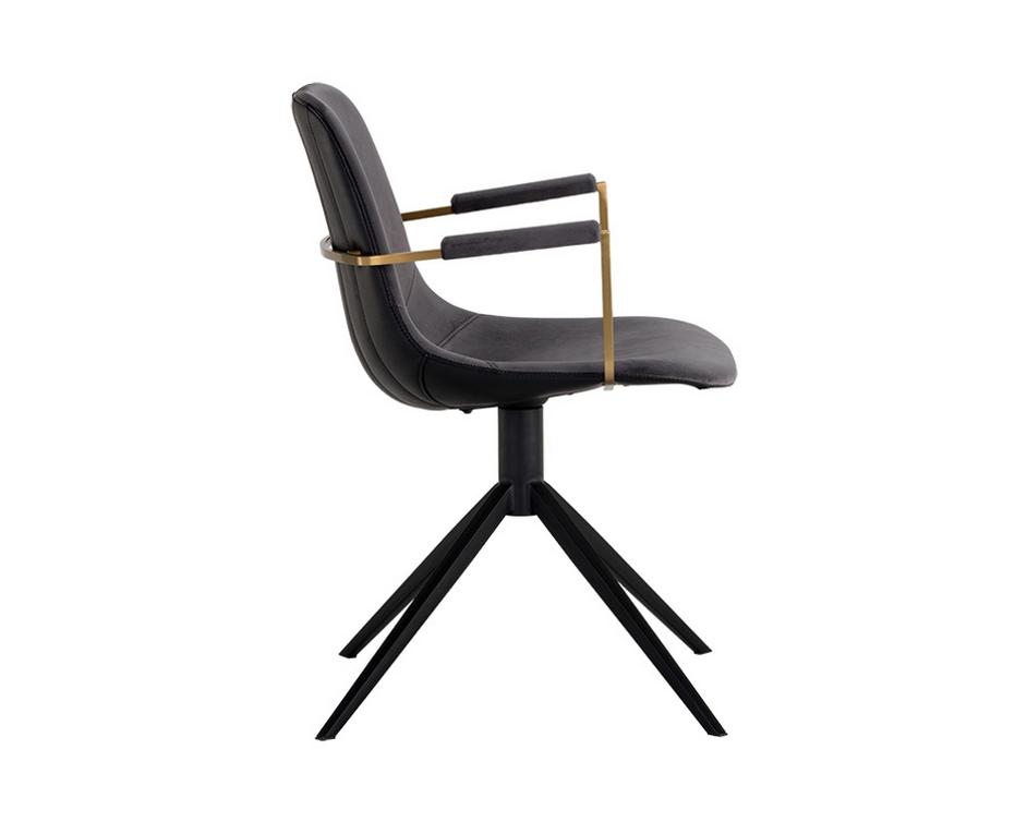 Cassius Swivel Dining Armchair - Slate Tint / Nightfall Black by Sunpan