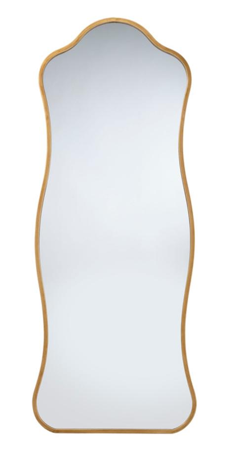 Aurora Wavy Iron Floor Mirror, Antique Brass by Jamie Young