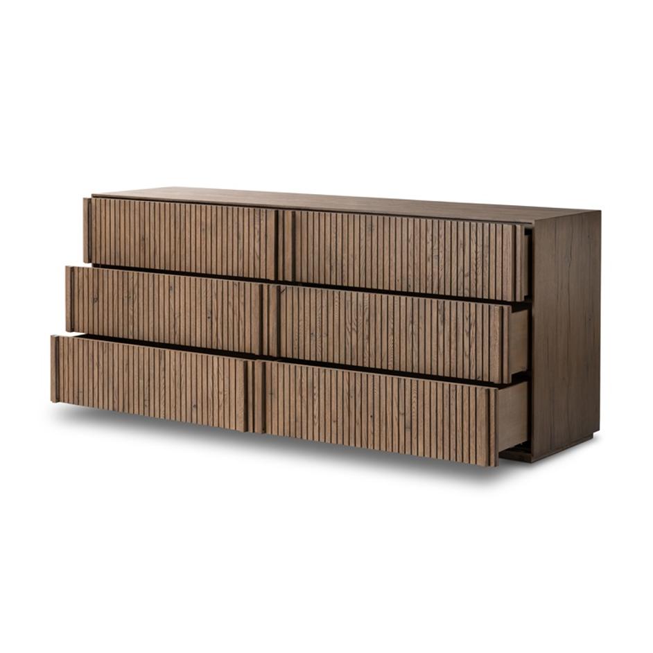 Leo 6 Drawer Dresser in Rustic Grey by FOUR HANDS