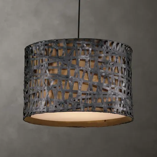 Alita Aged Black Drum Pendant by Uttermost